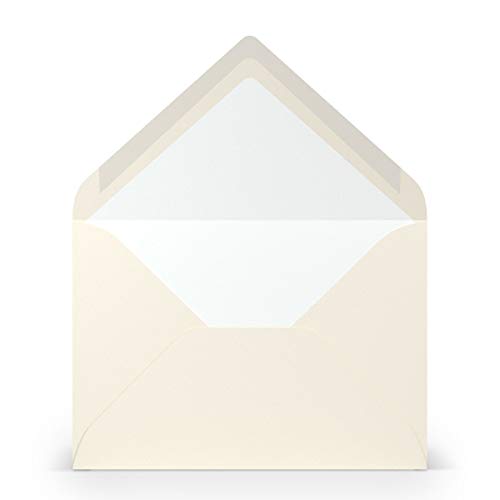 PAPERADO 75 Briefumschläge DIN B6 Ivory gerippt Creme - 100 g/m² Kuvert Ohne Fenster 17,8 x 12,5 cm - Umschläge mit Nassklebung spitze Klappe von PAPERADO