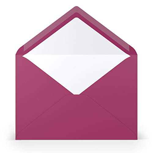 PAPERADO 75 Briefumschläge DIN C5 Amarena gerippt Magenta Violett - 100 g/m² Kuvert Ohne Fenster 15,7 x 22,5 cm - Umschläge mit Nassklebung spitzer Klappe von PAPERADO