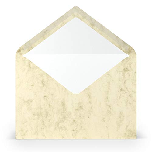 PAPERADO 75 Briefumschläge DIN C5 Chamois Marmora Marmoriert Marmor-Beige - 100 g/m² Kuvert Ohne Fenster 15,7 x 22,5 cm - Umschläge mit Nassklebung spitzer Klappe von PAPERADO