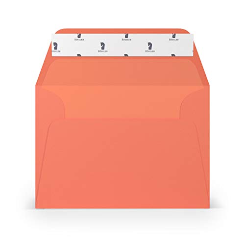 PAPERADO 75 Briefumschläge DIN C6 Haftklebung mit Seidenfutter Coral gerippt Lachs Aprikose - 100 g/m² Kuvert ohne Fenster 11,4 x 16,2 cm - Umschläge mit breiter Verschlussklappe von PAPERADO