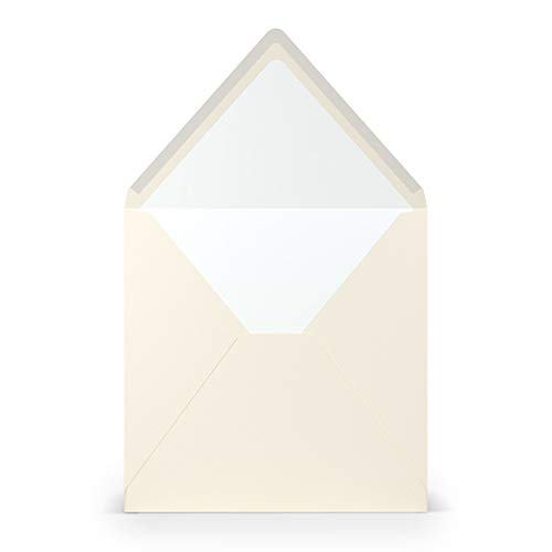 PAPERADO 75 Briefumschläge quadratisch Ivory gerippt Creme - 100 g/m² Kuvert Ohne Fenster 16,4 x 16,4 cm - Hochzeits Umschläge mit Nassklebung spitzer Klappe von PAPERADO