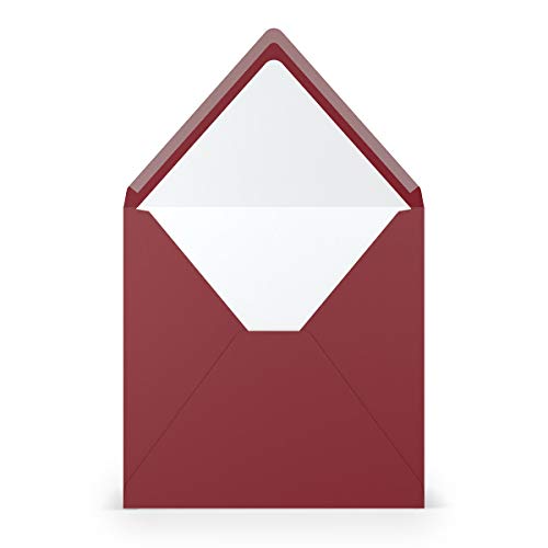 PAPERADO 75 Briefumschläge quadratisch Rosso gerippt Dunkel-Rot - 100 g/m² Kuvert Ohne Fenster 16,4 x 16,4 cm - Hochzeits Umschläge mit Nassklebung spitzer Klappe von PAPERADO