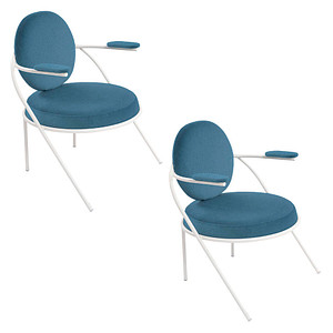 2 PAPERFLOW Sessel SATURNE blau weiß Kunstleder von PAPERFLOW
