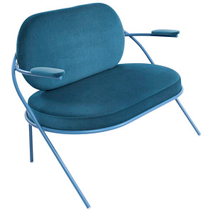 PAPERFLOW 2-Sitzer Sofa SATURNE blau Kunstleder von PAPERFLOW