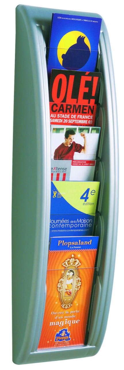 PAPERFLOW Kompakt Wandprospekthalter 1/3 DIN A4 5-Fach silber von PAPERFLOW
