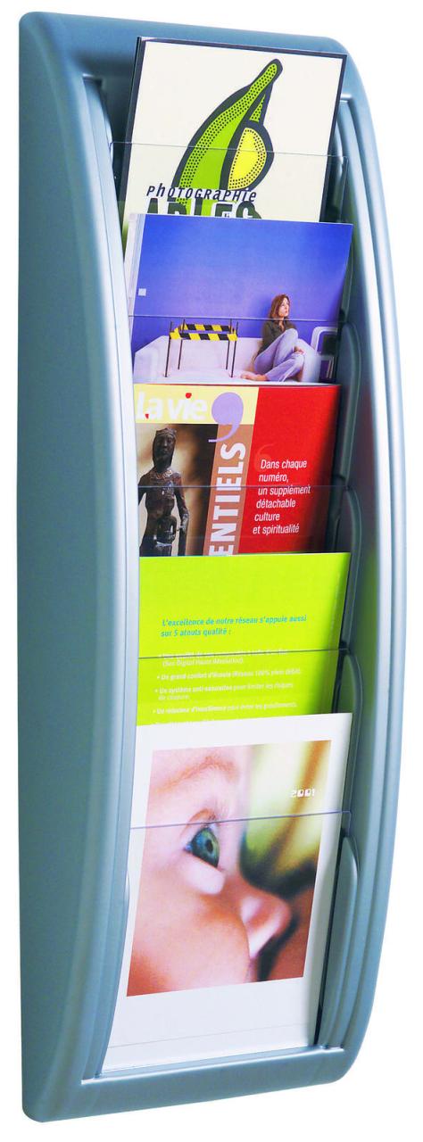 PAPERFLOW Kompakt Wandprospekthalter A5 5-Fach silber von PAPERFLOW