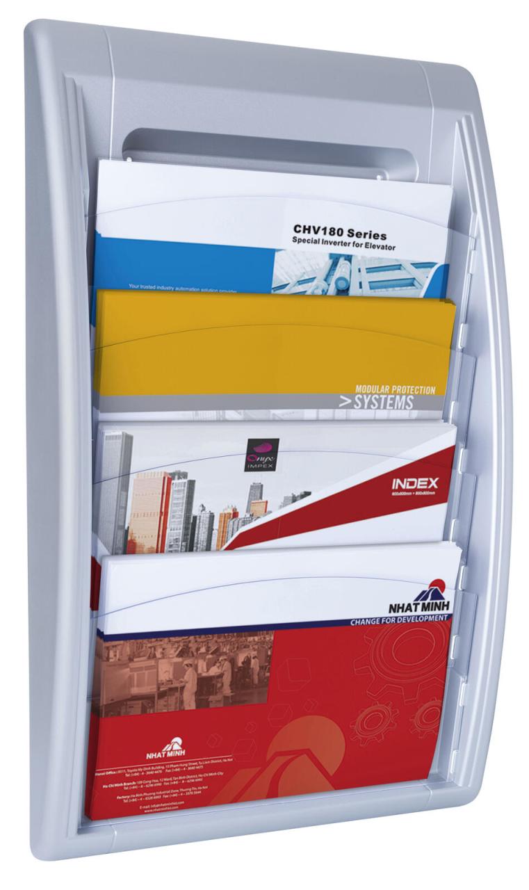 PAPERFLOW Kompakt Wandprospekthalter DIN A4 quer 4-Fach silber PAPERFLOW Kompakt Wandprospekthalter DIN A4 quer 4-Fach silber von PAPERFLOW