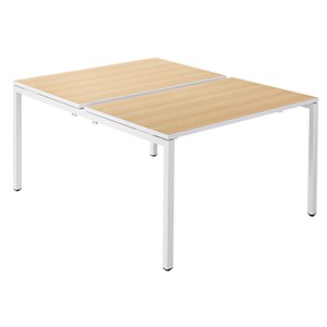 PAPERFLOW easyDesk Doppelschreibtisch buche rechteckig, 4-Fuß-Gestell weiß 120,0 x 166,0 cm von PAPERFLOW