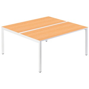 PAPERFLOW easyDesk Doppelschreibtisch buche rechteckig, 4-Fuß-Gestell weiß 160,0 x 166,0 cm von PAPERFLOW