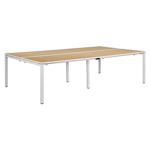 PAPERFLOW easyDesk Doppelschreibtisch buche rechteckig, 4-Fuß-Gestell weiß 280,0 x 166,0 cm von PAPERFLOW