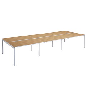 PAPERFLOW easyDesk Doppelschreibtisch buche rechteckig, 4-Fuß-Gestell weiß 420,0 x 166,0 cm von PAPERFLOW