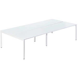 PAPERFLOW easyDesk Doppelschreibtisch weiß rechteckig, 4-Fuß-Gestell weiß 320,0 x 166,0 cm von PAPERFLOW