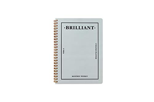 PAPERIAN Brilliant 2021 Grey Sky A5 15 x 20 x 1 cm Drahtkammbindung Wochenplaner mit 106 Seiten, undatiert, englischer Sprache von PAPERIAN