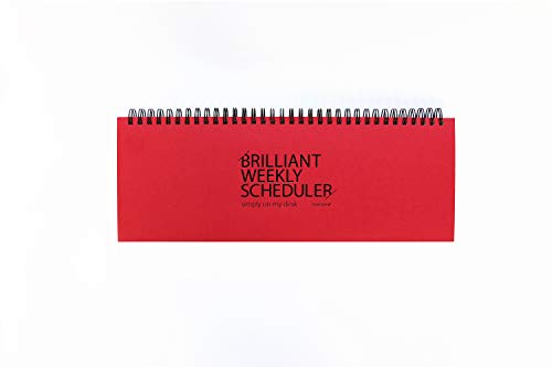 PAPERIAN Brilliant Weekly Scheduler Wochenplaner mit Drahtkammbindung, undatiert, englische Sprache rot von PAPERIAN