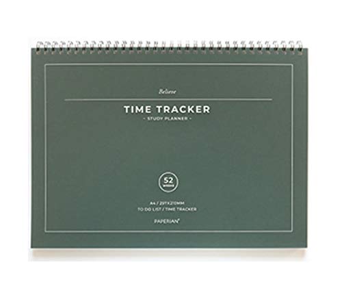 Paperian Believe Time Tracker – A4 Größe, Drahtbindung, undatatiert, Lernplaner/To-Do-Liste/Terminplaner pine green von PAPERIAN
