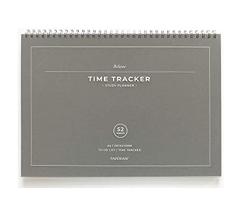 Paperian Believe Time Tracker – A4-Größe, Spiralbindung, undatiert, Lernplaner/To-Do-Liste/Terminplaner grau von PAPERIAN