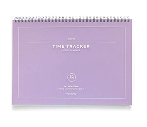 Paperian Believe Time Tracker – A4-Größe, Spiralbindung, undatiert, Lernplaner/To-Do-Liste/Terminplaner violett von PAPERIAN