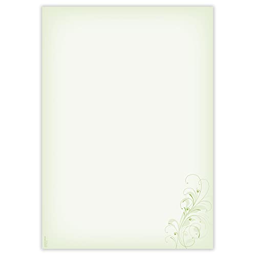 Briefpapier Neutral grün, DP801, 50 Blatt DIN A4, 90 g/m², Motivpapier, Schreibpapier, Designpapier, Geburtstag, Einladung, Brief, Jubiläum, Liebesbrief von PAPIERSACHSE.DE