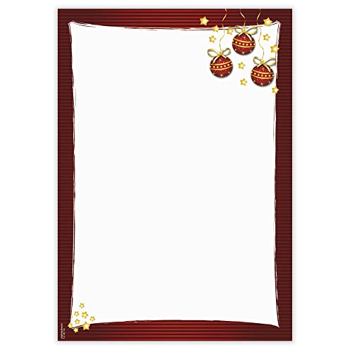 Briefpapier Rote Komposition, 100 Blatt, 90g/m², DIN A4, WB758, Weihnachten, Motivpapier, Weihnachtsgrüße, Geschäftspost von PAPIERSACHSE.DE