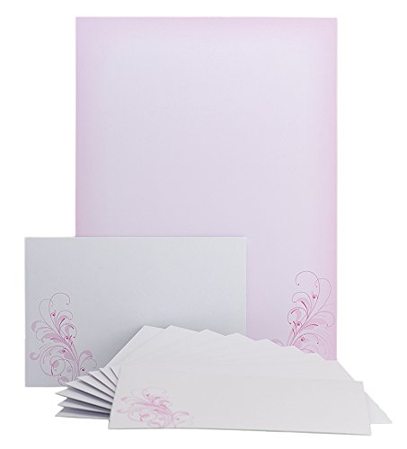 Briefpapier-Set Neutral rosa, DS102, 10 Blatt DIN A4, 10 Umschläge B6, Briefpapier, Schreibpapier, Set, Geburtstag, Einladung, Brief, Jubiläum von PAPIERSACHSE.DE