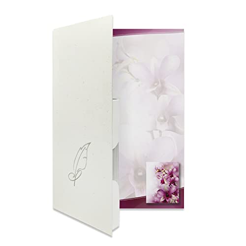 Briefpapiermappe Orchidee, BM 370, 20 Blatt DIN A4, 15 Umschläge DIN B6, Briefpapier, Briefmappe, Geschenkmappe, Set, Blumen von PAPIERSACHSE.DE