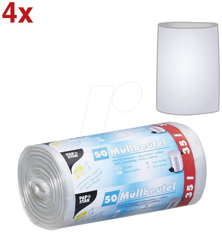 PAPSTAR 12460 - PAPSTAR Müllbeutel, 4x50 Stk, 35 Liter von PAPSTAR