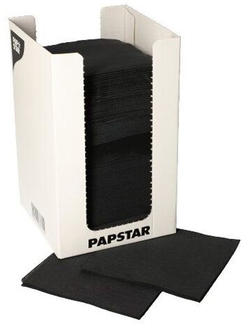 PAPSTAR Cocktail-Servietten , PUNTO, , 200 x 200 mm, schwarz von PAPSTAR