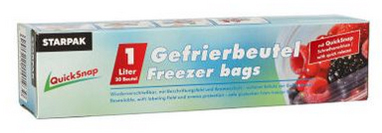 STARPAK Gefrierbeutel QuickSnap 1 Liter, 180 x 200 mm STARPAK Gefrierbeutel QuickSnap 1 Liter, 180 x 200 mm von starpak