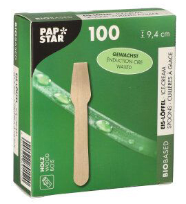 PAPSTAR Holz-Eislöffel , pure, , gewachst, Länge: 94 mm von PAPSTAR