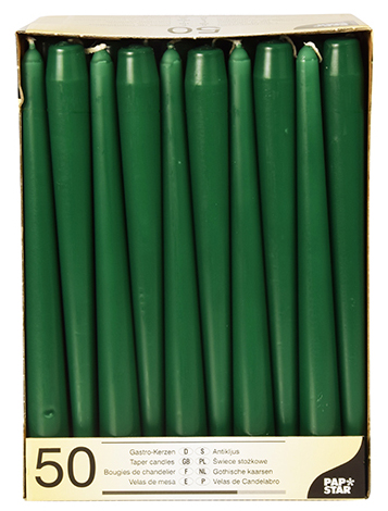 PAPSTAR Leuchterkerzen, 22 mm, dunkelgrün, 50er Pack von PAPSTAR