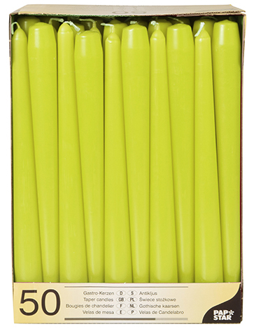 PAPSTAR Leuchterkerzen, 22 mm, limonengrün, 50er Pack von PAPSTAR
