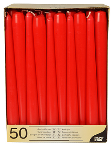 PAPSTAR Leuchterkerzen, 22 mm, rot, 50er Pack von PAPSTAR