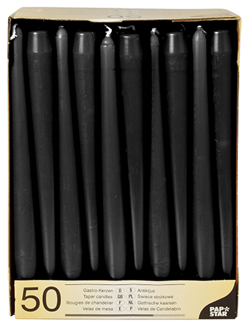 PAPSTAR Leuchterkerzen, 22 mm, schwarz, 50er Pack von PAPSTAR