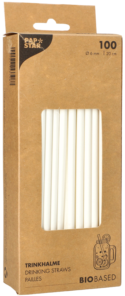 PAPSTAR Papier-Trinkhalm , pure, , 200 mm, weiß von PAPSTAR