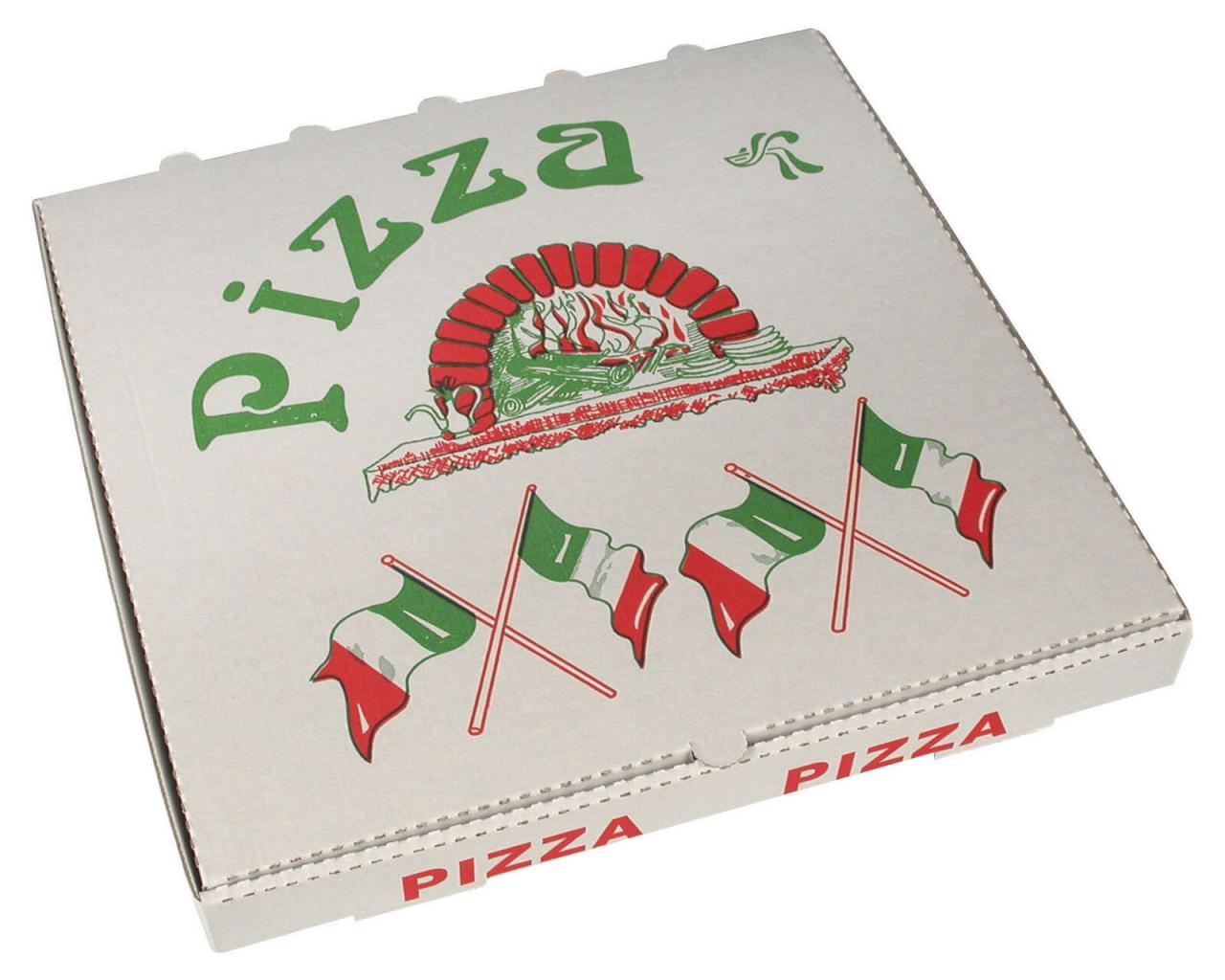 PAPSTAR Pizzakartons 33 cm x 33 cm weiß, rot, grün von PAPSTAR