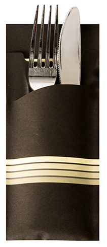 PAPSTAR Servietten-Tasche , Stripes, , schwarz / creme von PAPSTAR