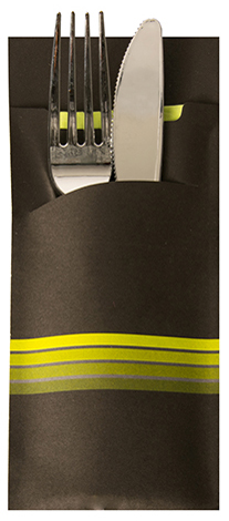 PAPSTAR Servietten-Tasche , Stripes, , schwarz / limone von PAPSTAR