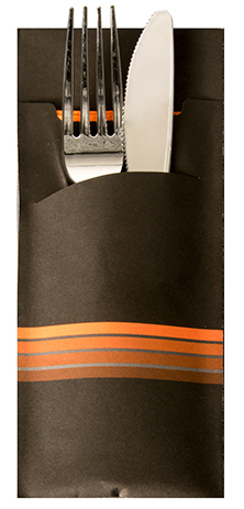 PAPSTAR Servietten-Tasche , Stripes, , schwarz / orange von PAPSTAR