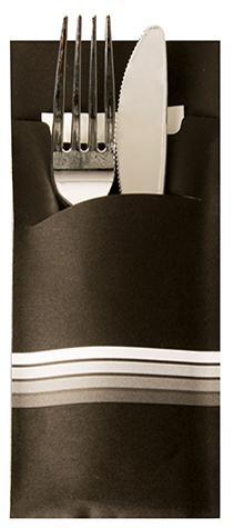 PAPSTAR Servietten-Tasche , Stripes, , schwarz / weiß von PAPSTAR