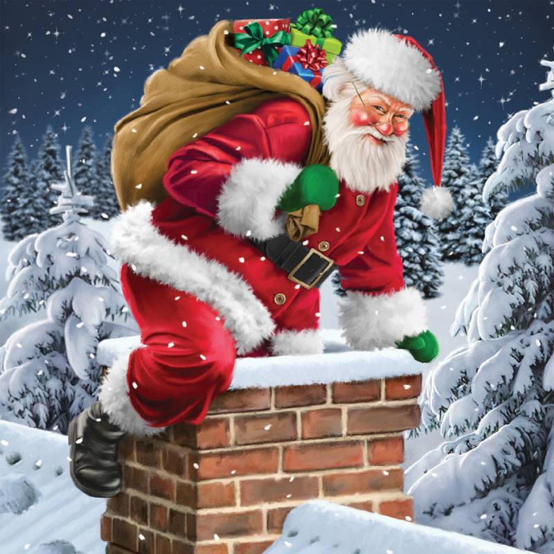 PAPSTAR Weihnachts-Motivservietten , Down the Chimney, von PAPSTAR