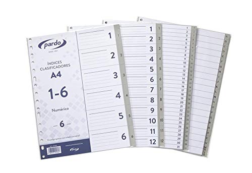 Pardo 656001 Trennblätter PP Folio nummeriert 1-31, Grau von PARDO