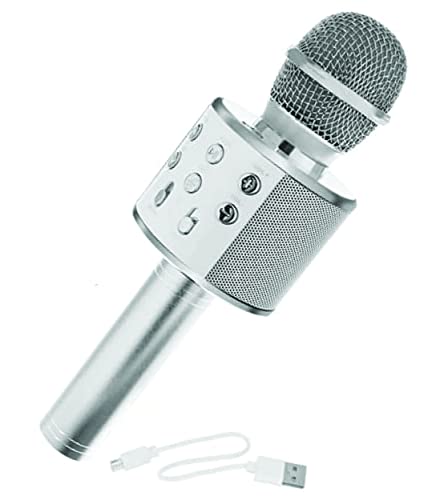 PARENCE.- Drahtloses Bluetooth-Karaoke-Mikrofon/Mikrofonlautsprecher für Kinder, Erwachsene – Partys, Lieder, Geschenkidee – graue Farbe von PARENCE