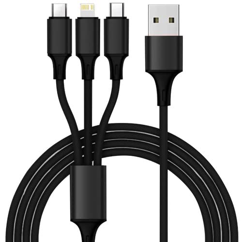 PARENCE.- Multi-USB-Kabel, 3-in-1-Universal-USB-Kabel mit geflochtenem Nylon/3 Enden – Micro-USB, Lightning, Typ C/Quick Charge 3.0 – kompatibel mit iPhone, Samsung Galaxy, Huawei, OnePlus usw von PARENCE