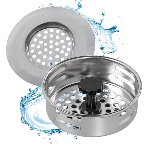 PARENCE.- Set mit 2 Spülenrosten aus Edelstahl - Maße: 8,2 x 7 x 3 cm - 2-teilige Spülenabläufe - schützt und filtert Abfälle für Küche und Bad von PARENCE