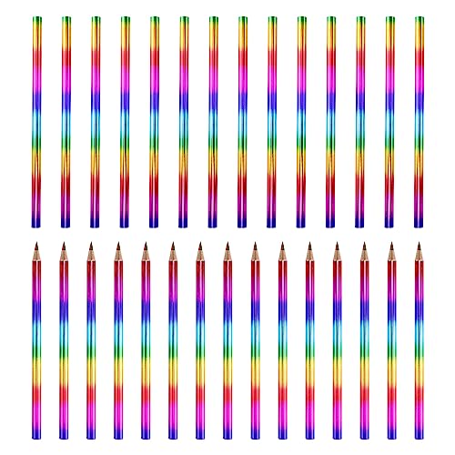 PARFCO 30 Stück Regenbogenstifte Kinder, Buntstifte Kinder, 4 in 1 Zeichnung Bleistift, Farbige Dicke Bleistifte aus Holz Geeignet zum Zeichnen von Skizzenkritzeleien von PARFCO