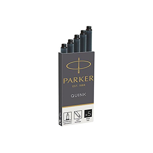 PARKER Großraum-Tintenpatronen QUINK, schwarz, Sie erhalten 1 Packung, Packungsinhalt: 5 Patronen von PARKER