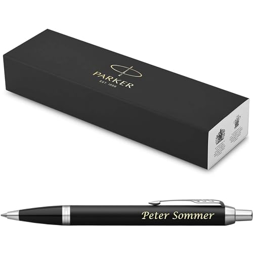 Parker IM Core Kugelschreiber mit Gravur | Premium Stift | Geschenkbox | schwarze Mine | personalisiertes Geschenk | Namen | graviert | Jahrestag | Geburtstag (Matte Black C.C.) von Parker