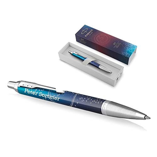 PARKER IM Premium Kugelschreiber mit Gravur | Premium Stift | Geschenkbox | blaue Tinte | edel | personalisiertes Geschenk | Namen | graviert | Jahrestag (S.E. Submerge (Blue)) von PARKER