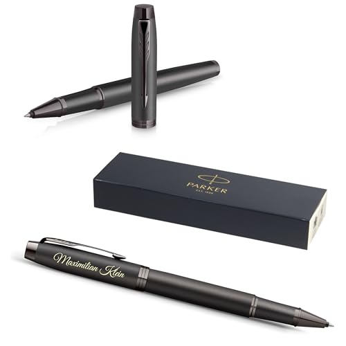 PARKER IM Professionals Monochrome Tintenroller mit Gravur | Premium Stift | Geschenkbox | schwarze Mine | personalisiertes Geschenk | Namen | Geburtstag (Bronze) von PARKER
