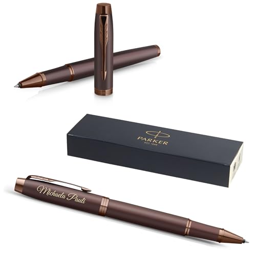 Parker IM Professionals Monochrome Tintenroller mit Gravur | Premium Stift | Geschenkbox | schwarze Mine | personalisiertes Geschenk | Namen | Geburtstag (Burgundy) von Parker